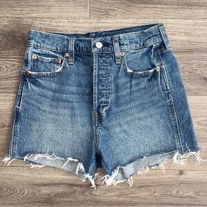 GAP Sky High Cheeky Shorts Size 4 Blue Denim Raw Hem 2.5" Festival Summer 90s